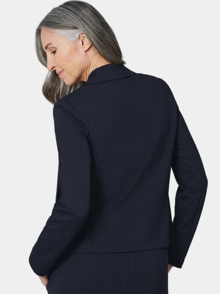 Goldner Blazer*Damen Jerseyjacke - Leichte Jacke mit Stehkragen in rot marine uni
