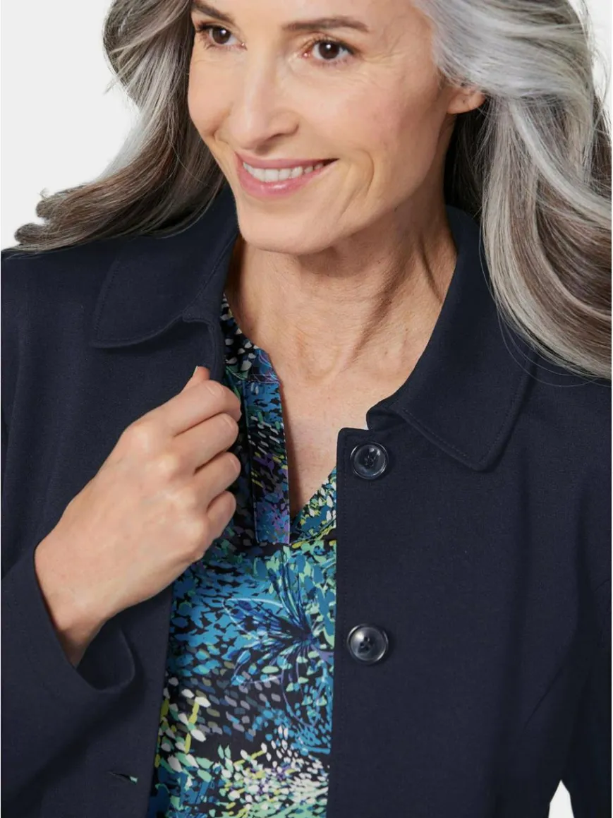 Goldner Blazer*Damen Jerseyjacke - Leichte Jacke mit Stehkragen in rot marine uni