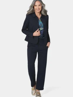 Goldner Blazer*Damen Jerseyjacke - Leichte Jacke mit Stehkragen in rot marine uni