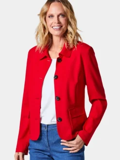 Goldner Blazer*Damen Jerseyjacke - Leichte Jacke mit Stehkragen in rot rot uni