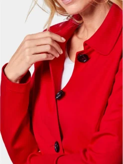 Goldner Blazer*Damen Jerseyjacke - Leichte Jacke mit Stehkragen in rot rot uni