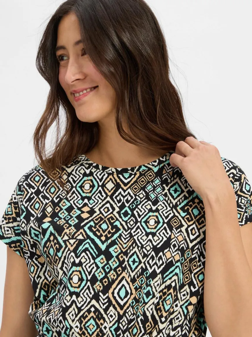 s.Oliver Kleider*Damen Jerseykleid schwarz beige gemustert