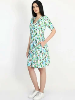 Vicci Germany Kleider*Damen Jerseykleid grün bedruckt