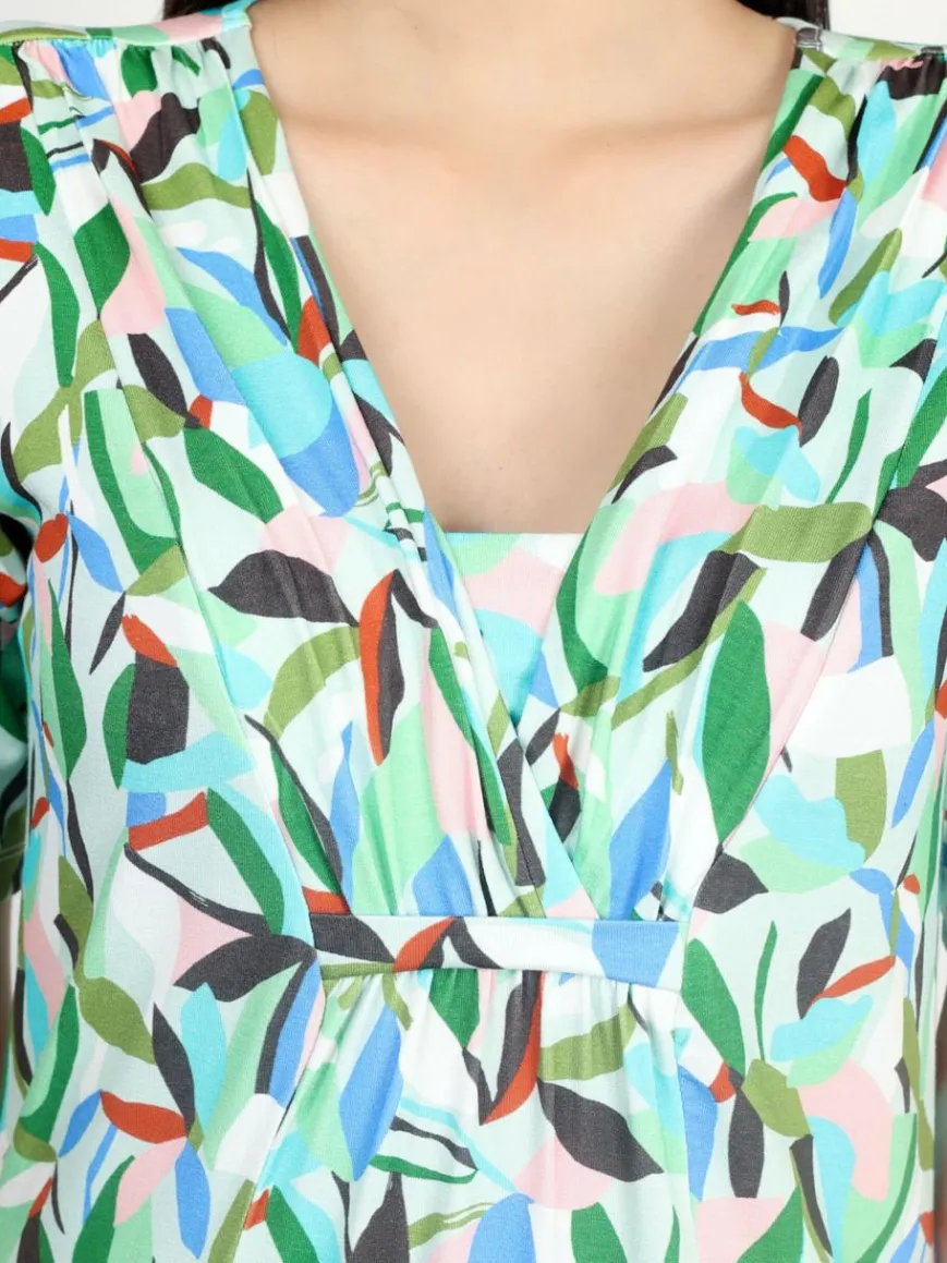 Vicci Germany Kleider*Damen Jerseykleid grün bedruckt