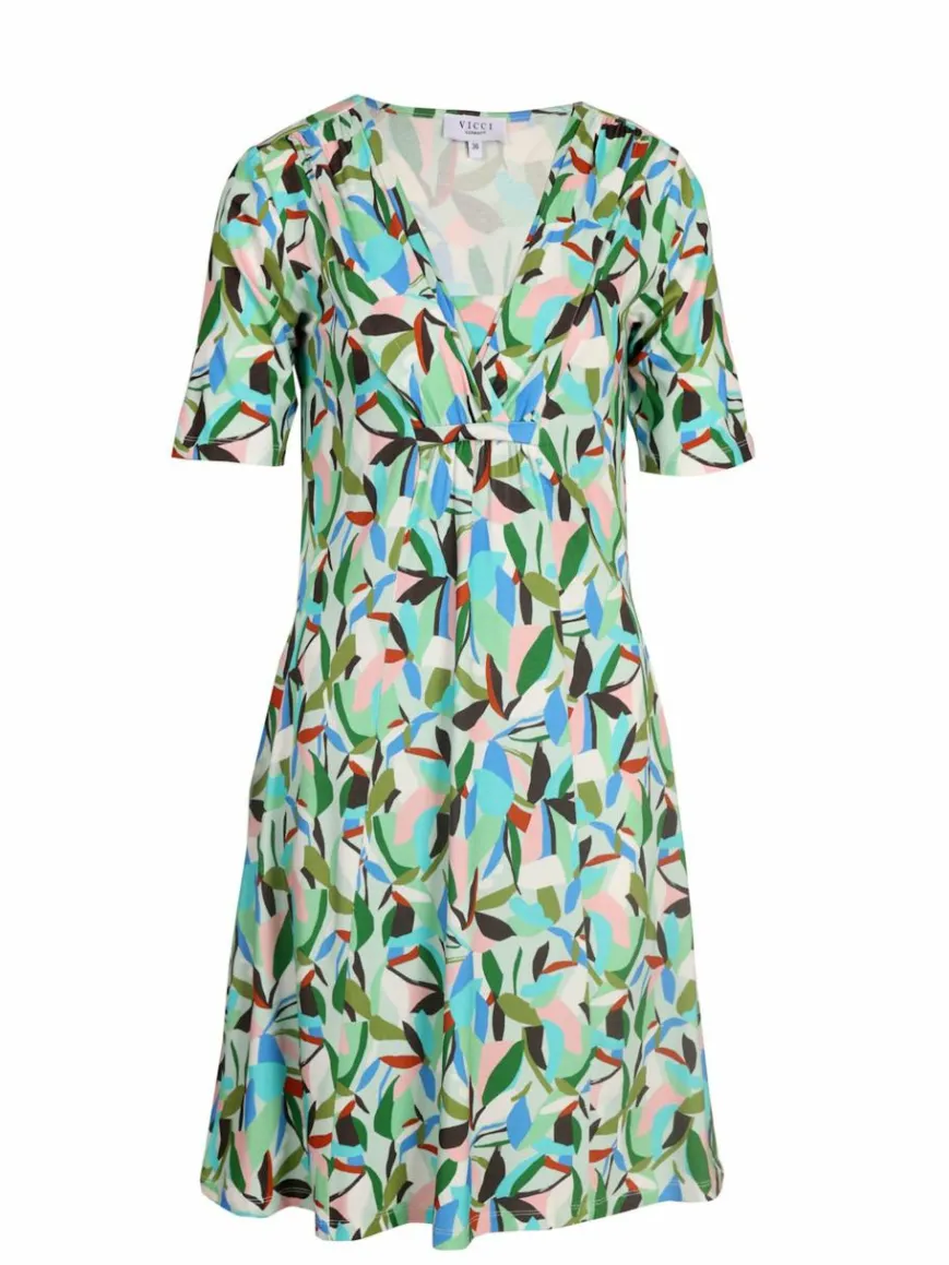 Vicci Germany Kleider*Damen Jerseykleid grün bedruckt