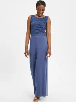 Swing Hosen*Damen Jumpsuit blau uni