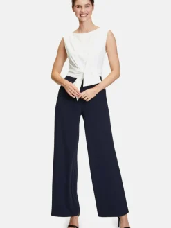 Vera Mont Hosen*Damen Jumpsuit blau weiß uni