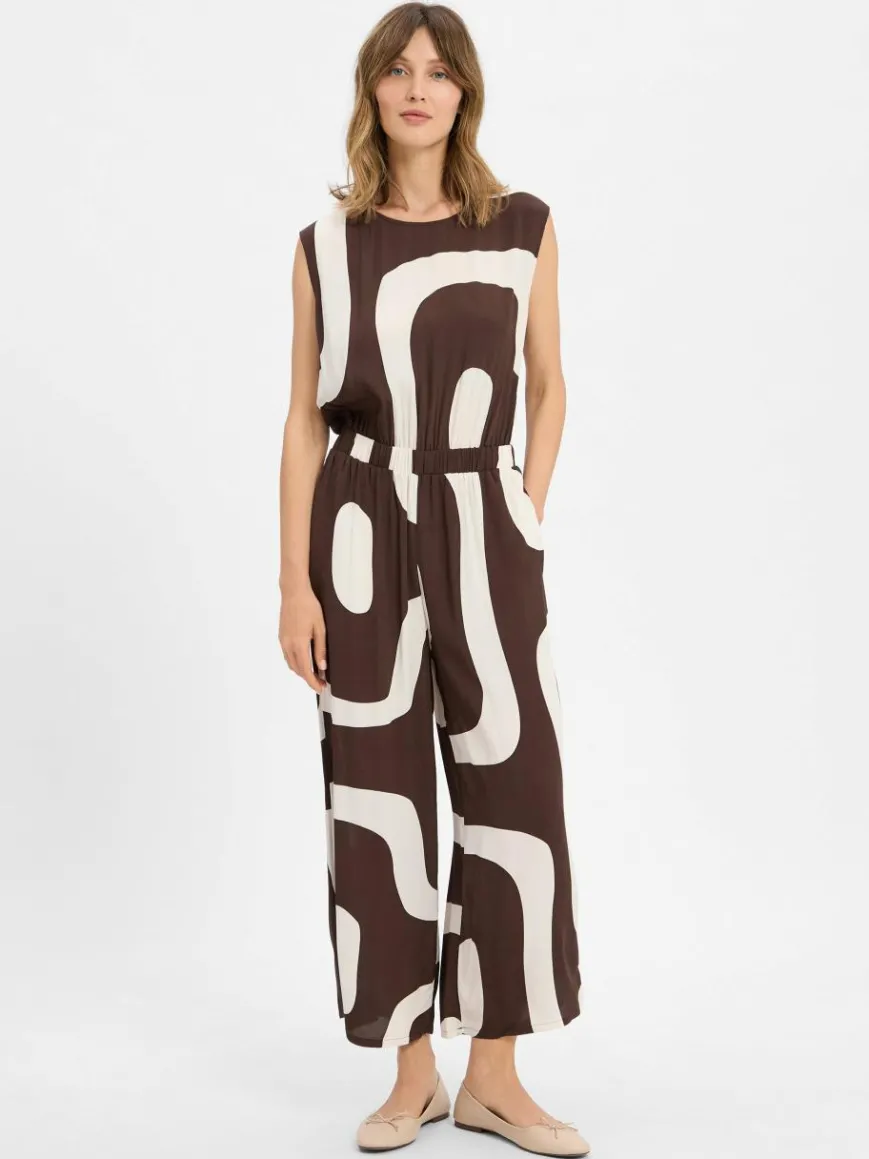 Someday Hosen*Damen Jumpsuit - Cetural schoko ecru gemustert