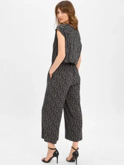 Opus Hosen*Damen Jumpsuit - Moneli marine schlamm gemustert