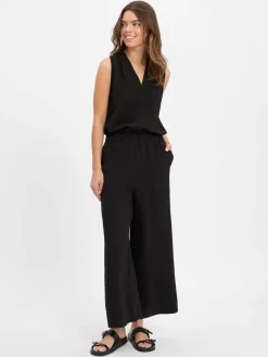 Someday Hosen*Damen Jumpsuit mit Leinen-Anteil - Cedira schwarz uni