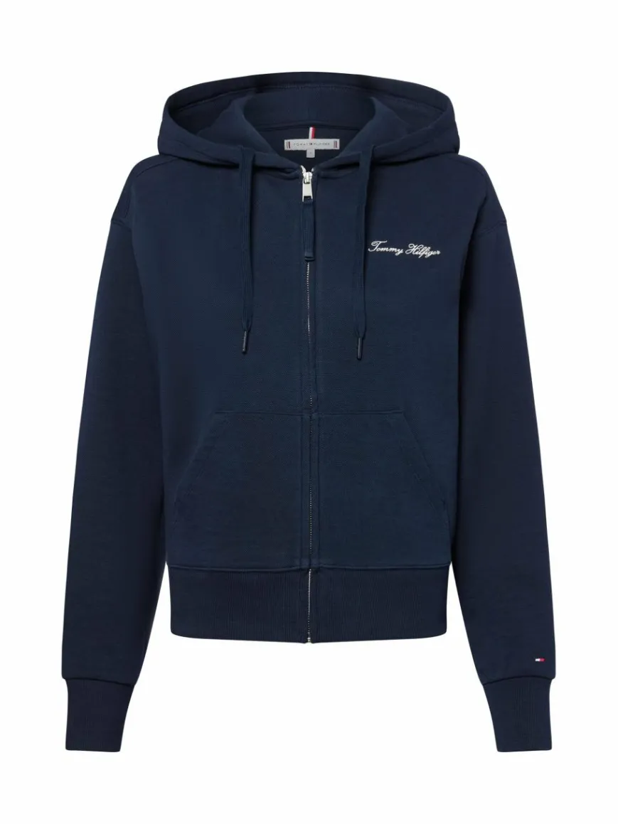 Tommy Hilfiger Sweatshirts & Sweatjacken*Damen Kapuzenjacke marine strukturiert