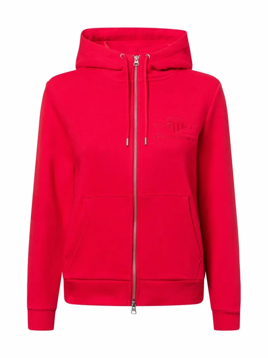 Gant Sweatshirts & Sweatjacken*Damen Kapuzenjacke rot uni