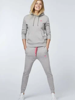 Polo Sylt Sweatshirts & Sweatjacken*Damen Kapuzenpullover hellgrau grau uni