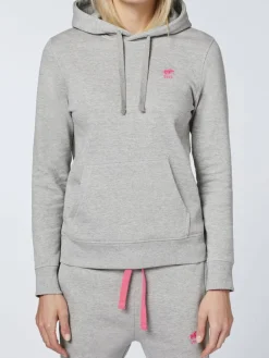 Polo Sylt Sweatshirts & Sweatjacken*Damen Kapuzenpullover hellgrau grau uni