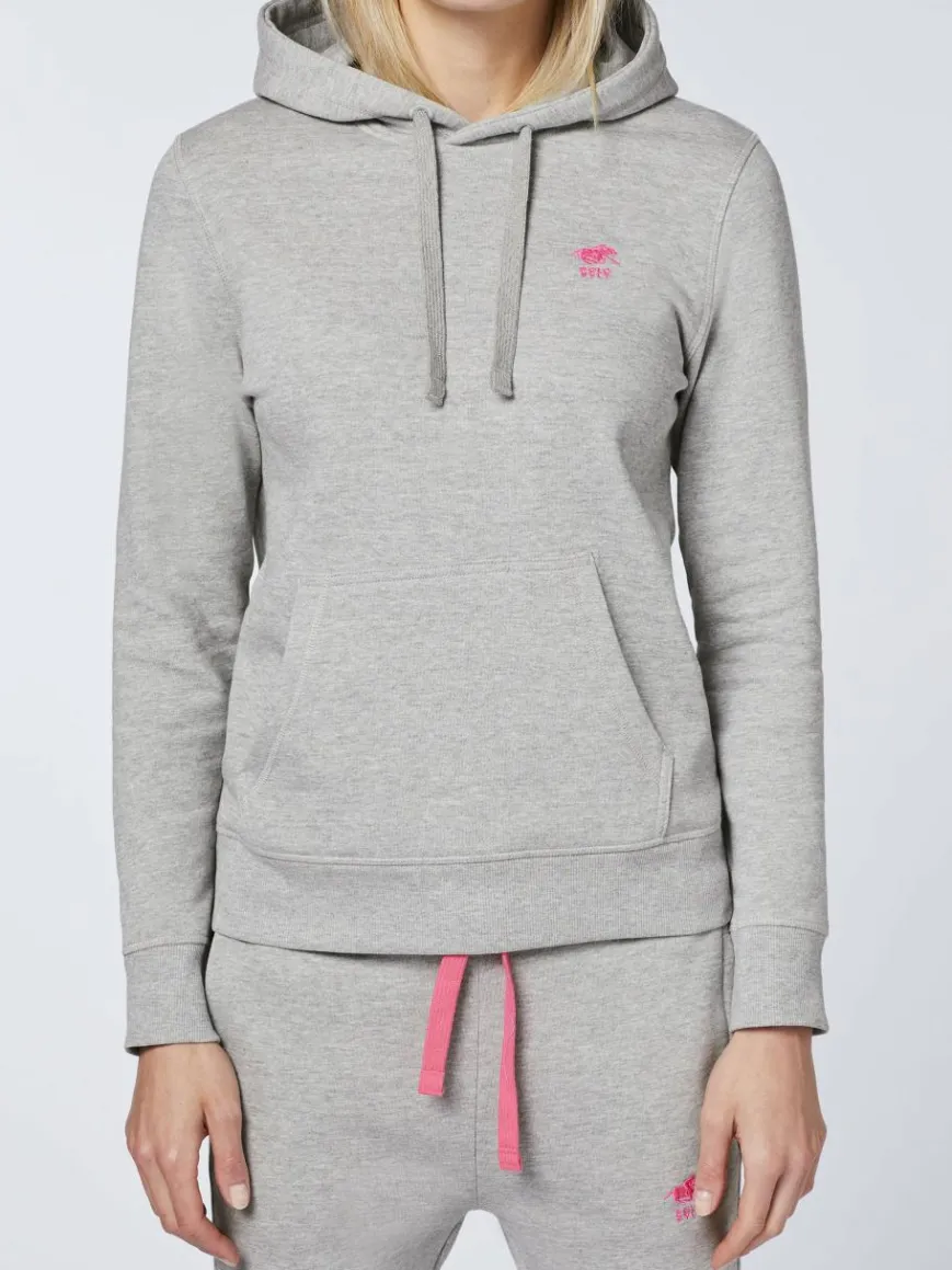 Polo Sylt Sweatshirts & Sweatjacken*Damen Kapuzenpullover hellgrau grau uni