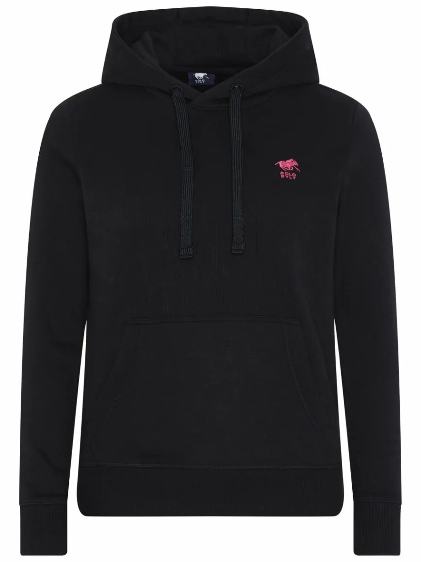 Polo Sylt Sweatshirts & Sweatjacken*Damen Kapuzenpullover schwarz uni
