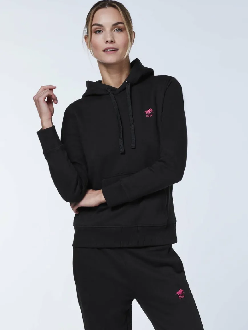 Polo Sylt Sweatshirts & Sweatjacken*Damen Kapuzenpullover schwarz uni