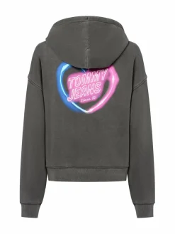 Tommy Jeans Sweatshirts & Sweatjacken*Damen Kapuzenpullover anthrazit bedruckt