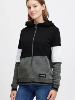 OXMO Sweatshirts & Sweatjacken*Damen Kapuzensweatjacke - OXOmanna schwarz gestreift