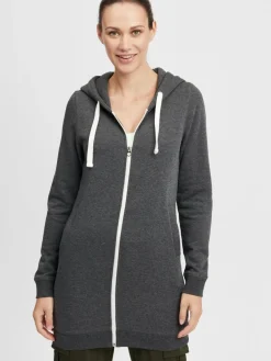 OXMO Sweatshirts & Sweatjacken*Damen Kapuzensweatjacke - OXOlinda grau uni