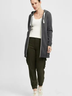 OXMO Sweatshirts & Sweatjacken*Damen Kapuzensweatjacke - OXOlinda grau uni