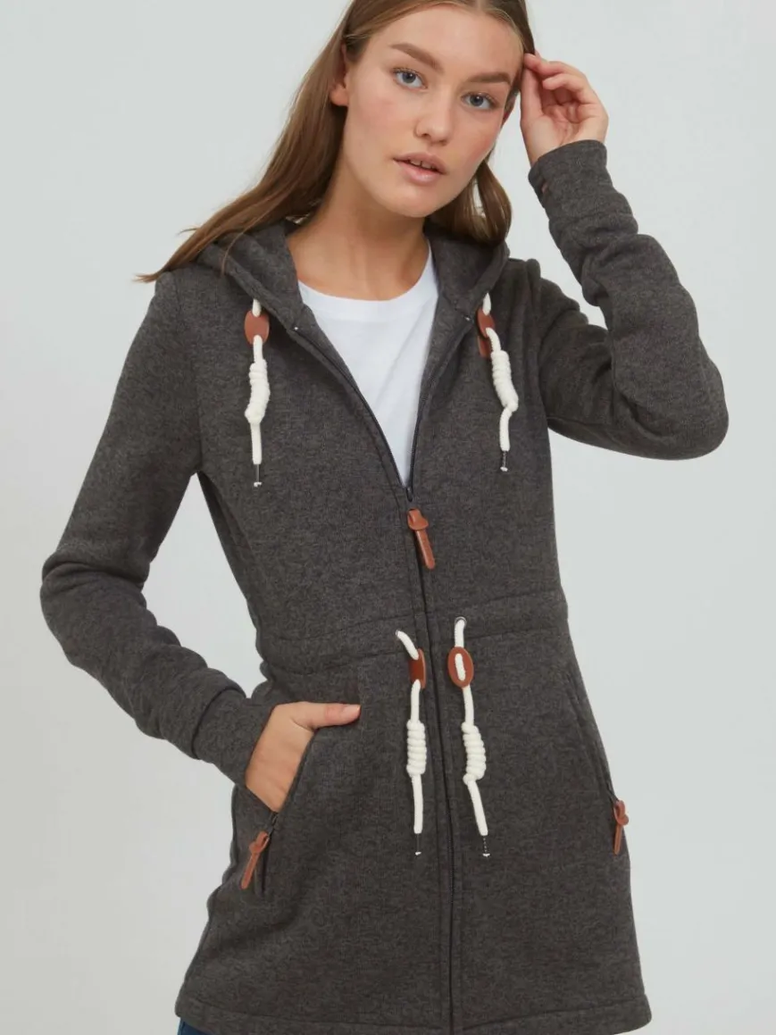 OXMO Sweatshirts & Sweatjacken*Damen Kapuzensweatjacke - OXThora schwarz uni