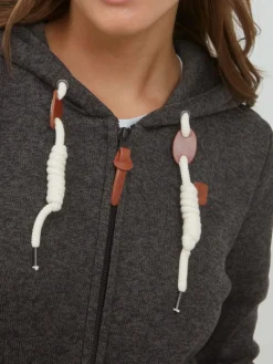 OXMO Sweatshirts & Sweatjacken*Damen Kapuzensweatjacke - OXThora schwarz uni