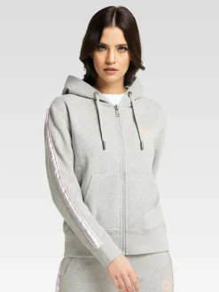 Carlo Colucci Sweatshirts & Sweatjacken*Damen Kapuzensweatjacke - Cattaruzza grau uni