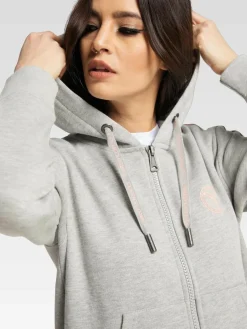 Carlo Colucci Sweatshirts & Sweatjacken*Damen Kapuzensweatjacke - Cattaruzza grau uni