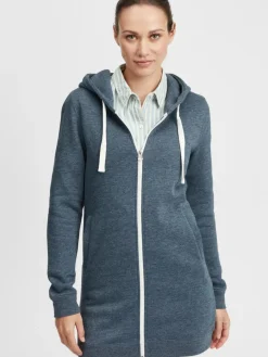 OXMO Sweatshirts & Sweatjacken*Damen Kapuzensweatjacke - OXOlinda blau uni