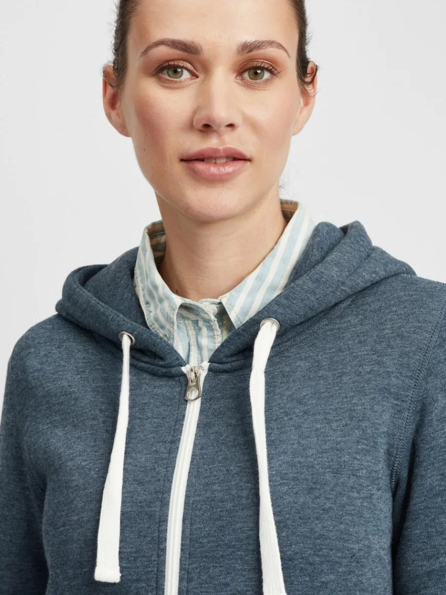 OXMO Sweatshirts & Sweatjacken*Damen Kapuzensweatjacke - OXOlinda blau uni