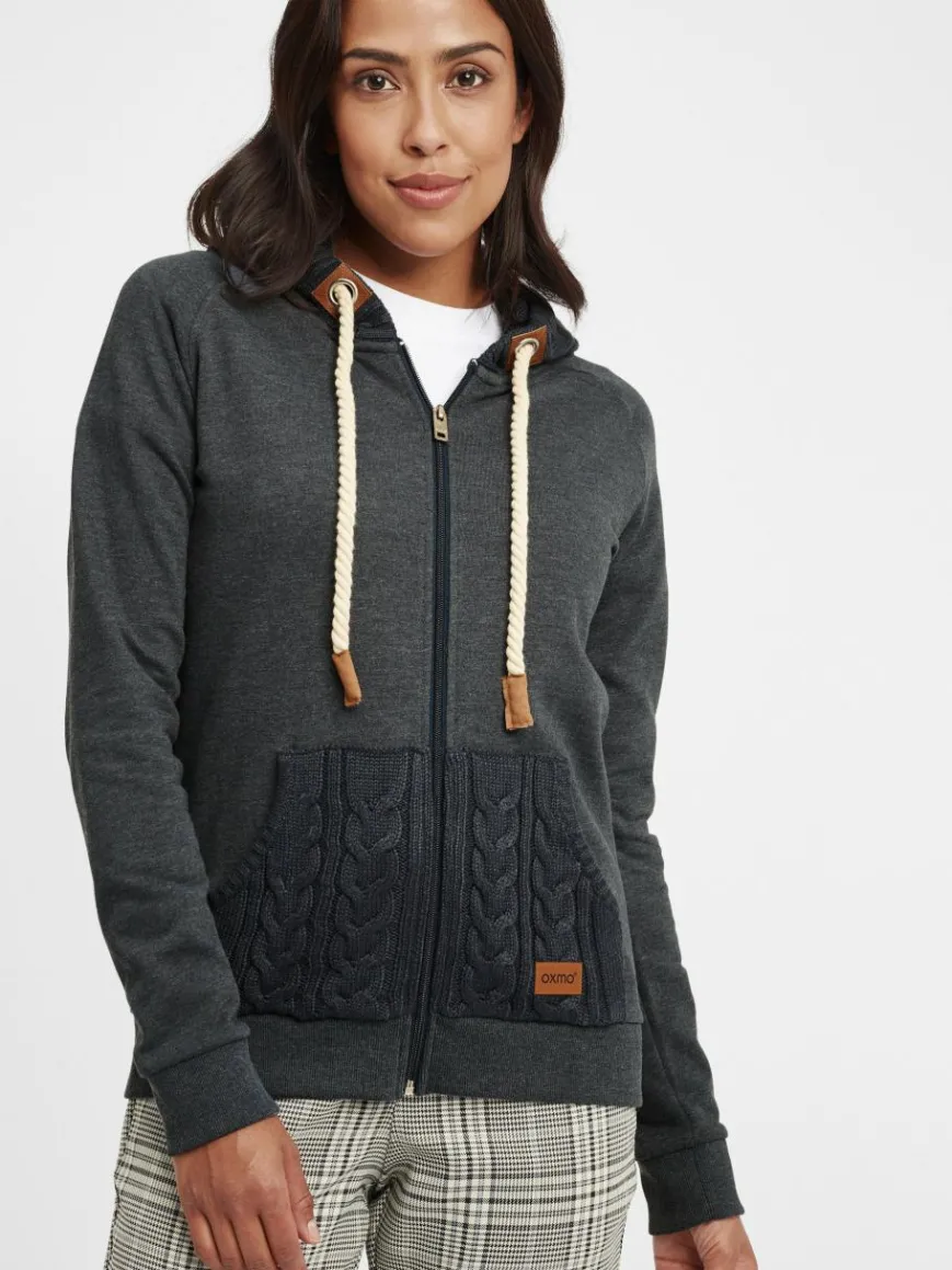 OXMO Sweatshirts & Sweatjacken*Damen Kapuzensweatjacke - OXMatilda grau uni