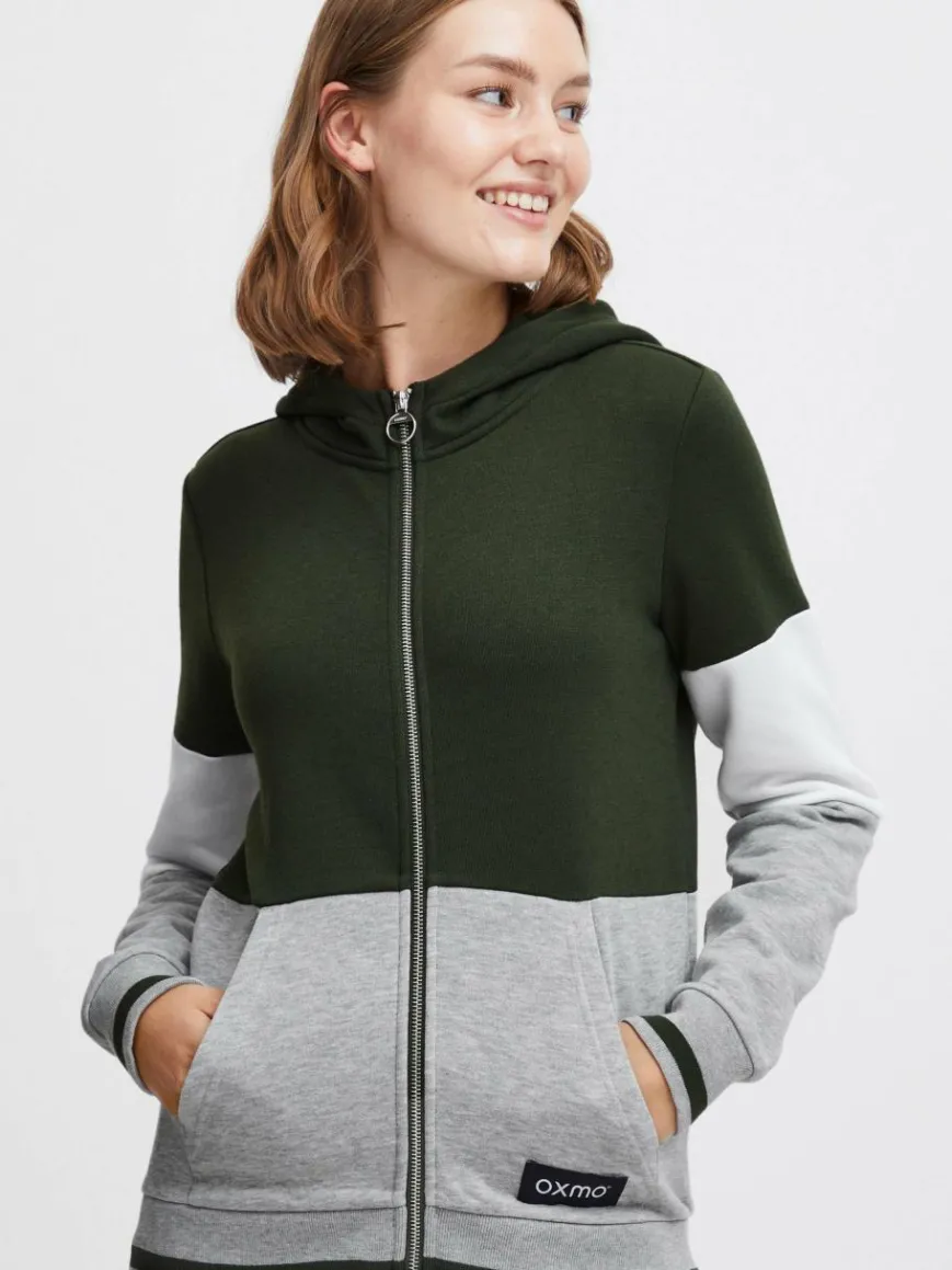 OXMO Sweatshirts & Sweatjacken*Damen Kapuzensweatjacke - OXOmanna grün gestreift