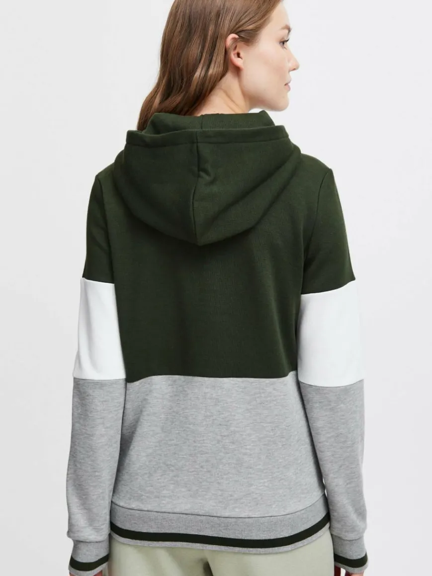 OXMO Sweatshirts & Sweatjacken*Damen Kapuzensweatjacke - OXOmanna grün gestreift