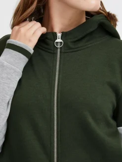 OXMO Sweatshirts & Sweatjacken*Damen Kapuzensweatjacke - OXOmanna grün gestreift