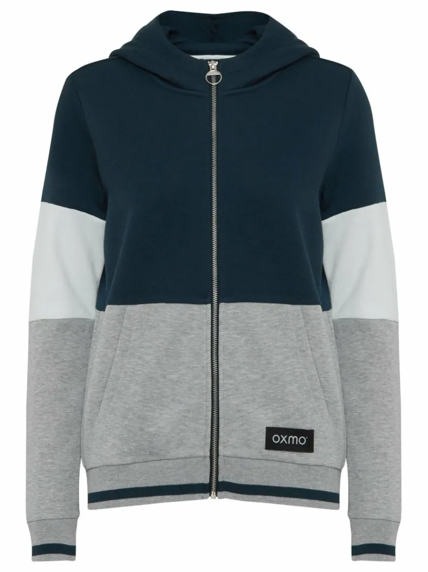 OXMO Sweatshirts & Sweatjacken*Damen Kapuzensweatjacke - OXOmanna grün gestreift