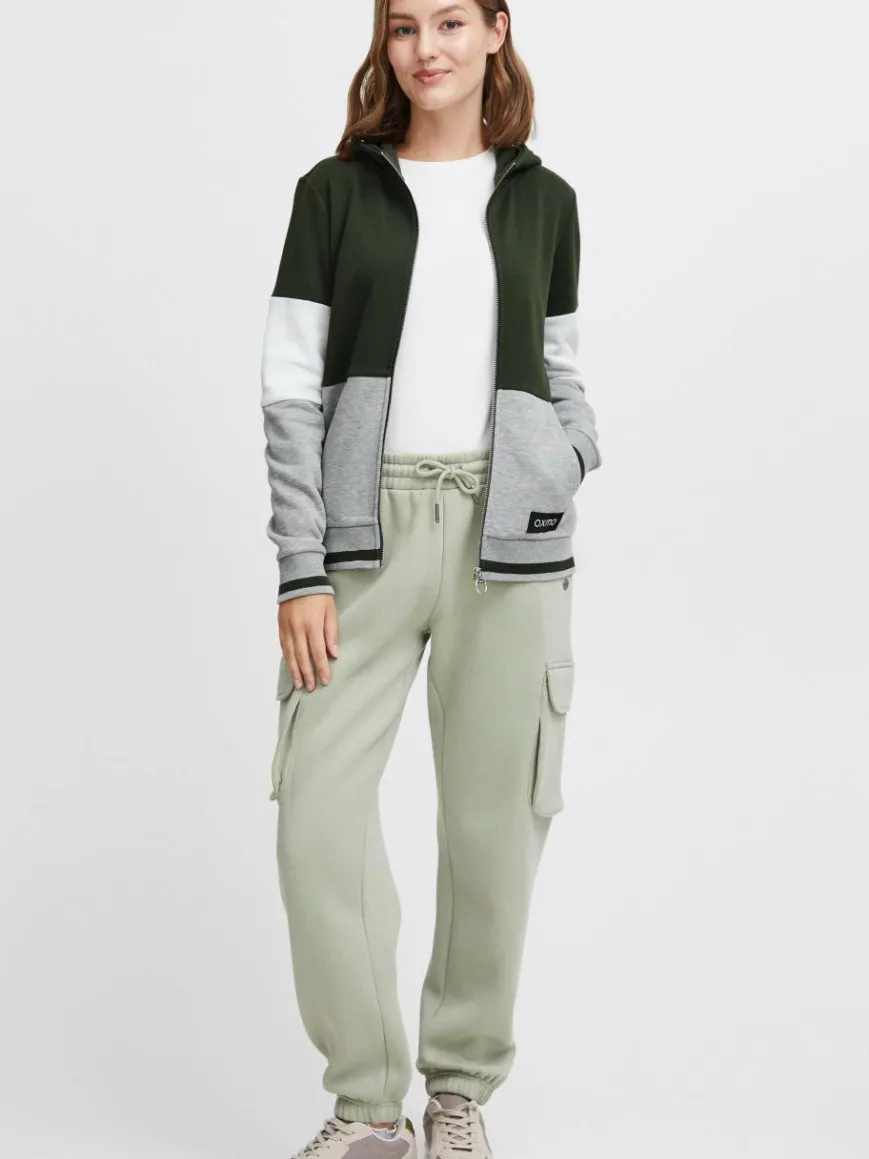 OXMO Sweatshirts & Sweatjacken*Damen Kapuzensweatjacke - OXOmanna grün gestreift