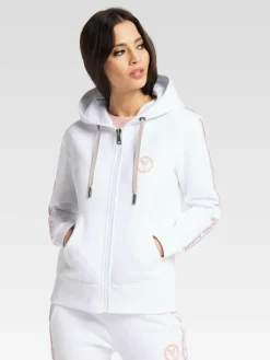 Carlo Colucci Sweatshirts & Sweatjacken*Damen Kapuzensweatjacke - Cattaruzza weiß uni