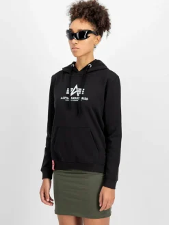 Alpha Industries Sweatshirts & Sweatjacken*Damen Kapuzensweatshirt schwarz bedruckt