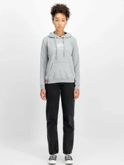 Alpha Industries Sweatshirts & Sweatjacken*Damen Kapuzensweatshirt grau bedruckt