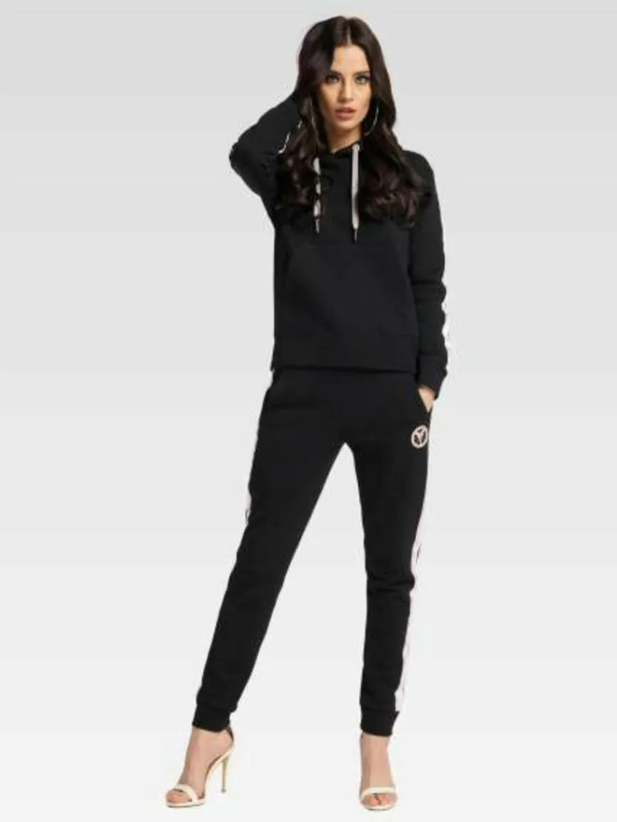 Carlo Colucci Sweatshirts & Sweatjacken*Damen Kapuzensweatshirt - Catania schwarz uni