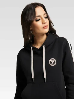 Carlo Colucci Sweatshirts & Sweatjacken*Damen Kapuzensweatshirt - Catania schwarz uni