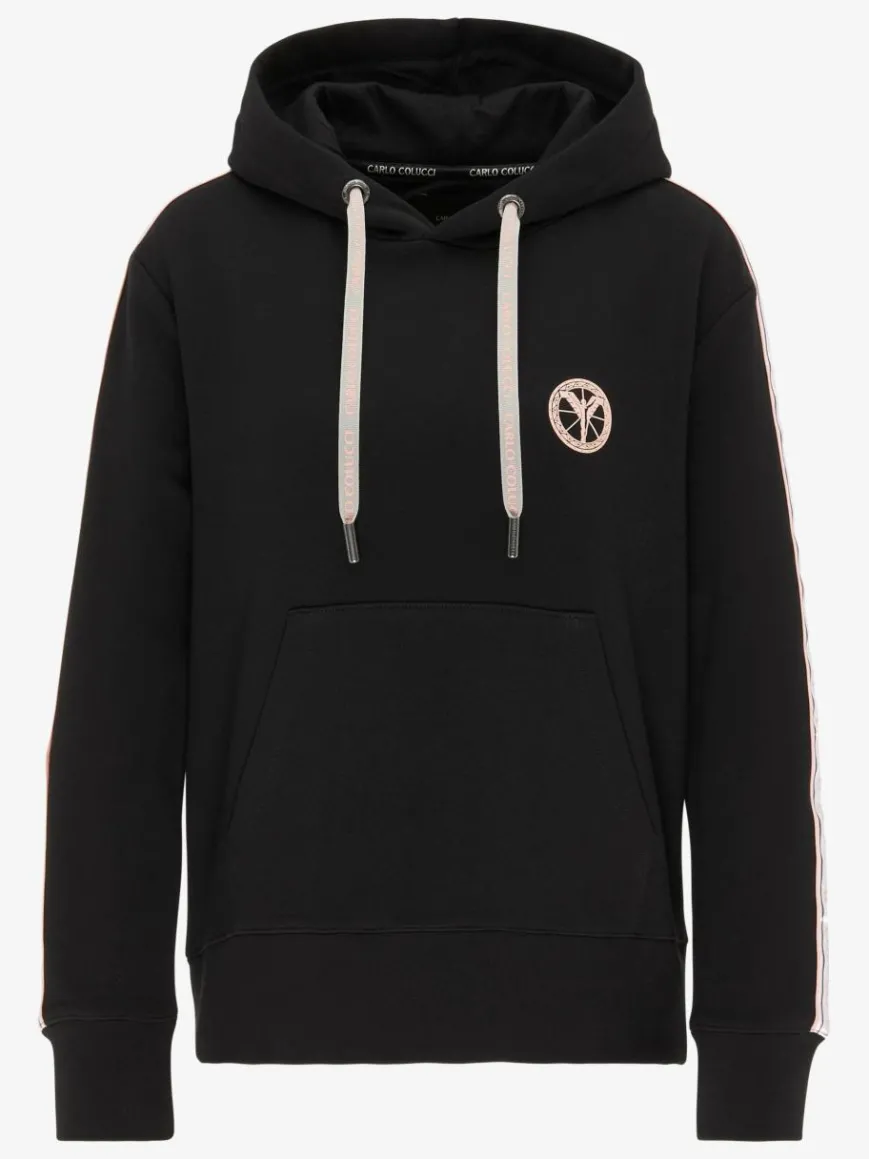 Carlo Colucci Sweatshirts & Sweatjacken*Damen Kapuzensweatshirt - Catania schwarz uni
