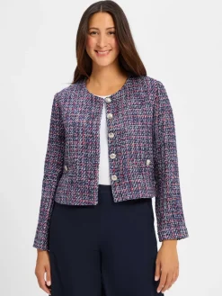 Marie Lund Blazer*Damen Kastenjacke - Vivien marine rot meliert