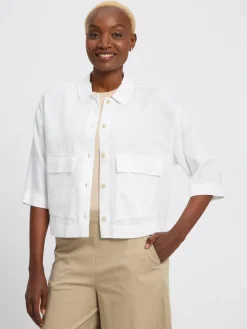 comma casual identity Blazer*Damen Kastenjacke mit Leinen-Anteil weiß uni