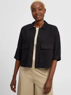 comma casual identity Blazer*Damen Kastenjacke mit Leinen-Anteil schwarz uni