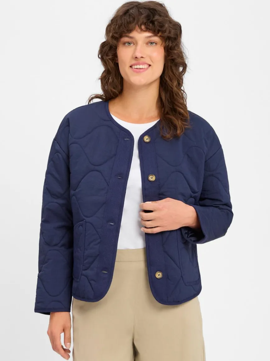 Marie Lund Blazer*Damen Kasten-Steppjacke marine uni
