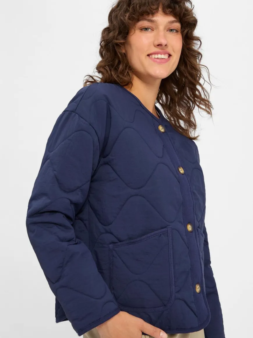 Marie Lund Blazer*Damen Kasten-Steppjacke marine uni