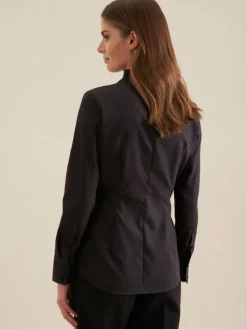 Seidensticker Blusen*Damen Kelchkragenbluse - Uni schwarz uni