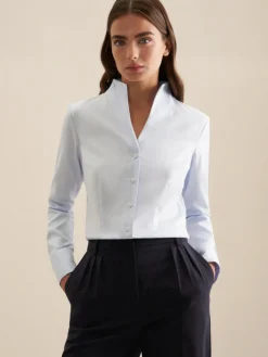 Seidensticker Blusen*Damen Kelchkragenbluse - Uni hellblau uni